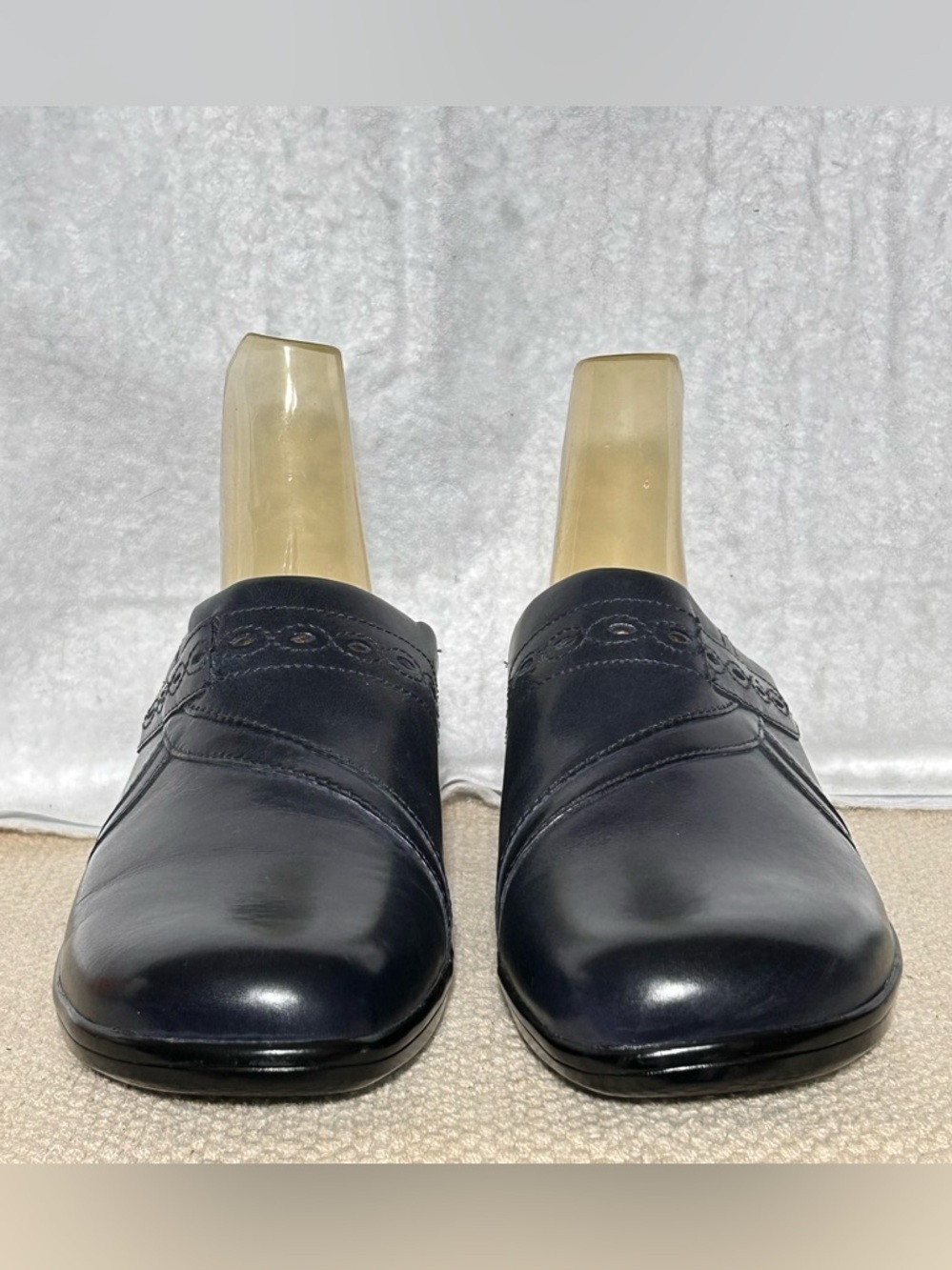 Clarks Womens Black Leather Slip On Mule Clogs Wedge Shoes SZ US 10 M - Picture 3 of 10